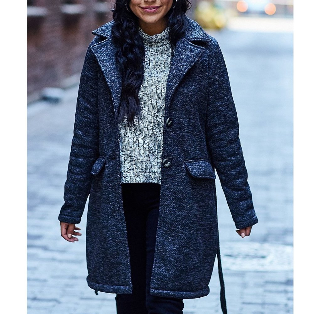 Steve Madden Charcoal Heather Tie-Waist Coat - Picture 3 of 4